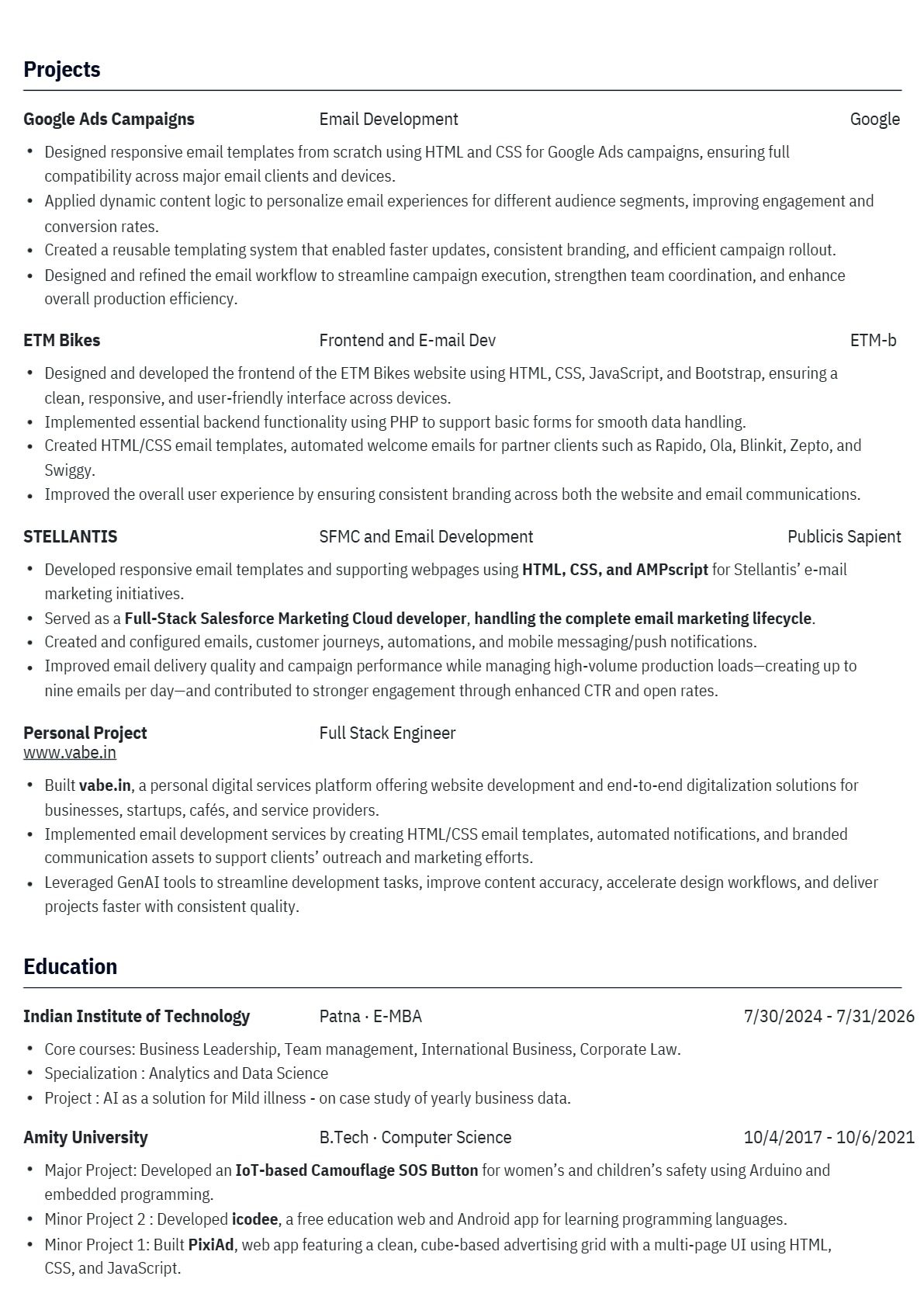 Resume Page 2